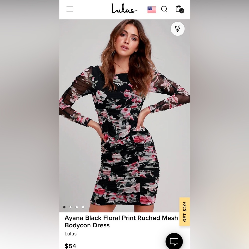 Floral Print Ruched Mesh Bodycon